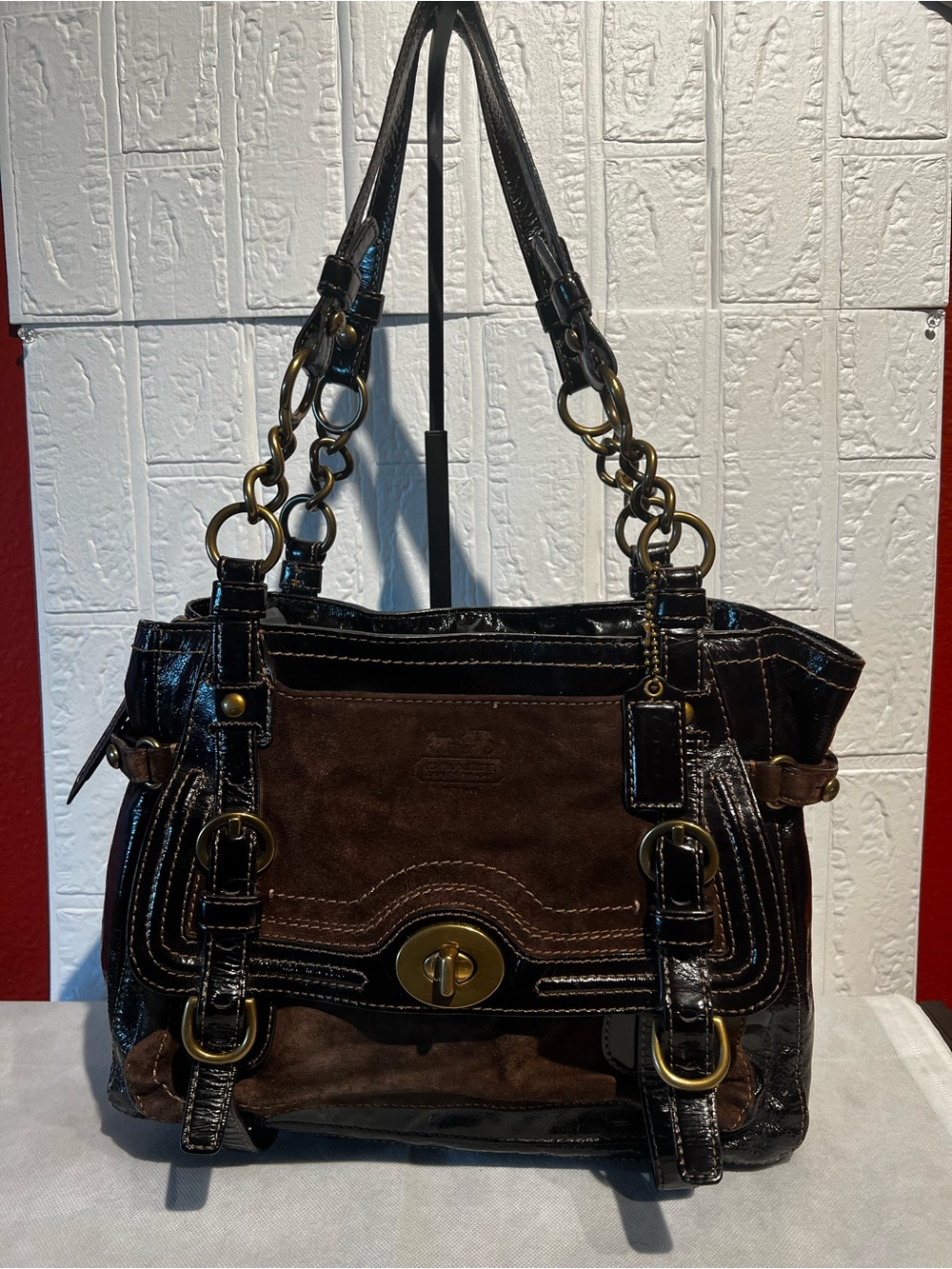 Coach Vintage Legacy Garcia Brown Leather & Suede Shoulder Bag